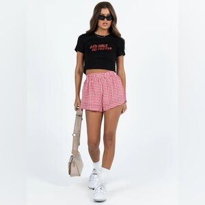 PRINCESS POLLY Beach House Shorts Red/White Gingham